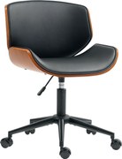 HOMCOM Scaun Homeoffice din piele ecologică reglabil pe înălțime scaun rotativ până la 135 kg 52 x 54 x 74-84 cm Negru+Maro nucă | Aosom Romania