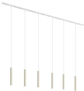 Sistem modern de iluminat pe șine cu 6 pendule bej cu alb, monofazat - Slimline Keno