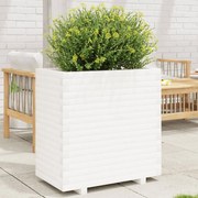 vidaXL Jardinieră de grădină, alb, 70x40x72,5 cm, lemn masiv de pin