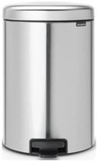 Coș cu pedală Brabantia NewIcon 649046, 20 l, închidere lină, bază antiderapantă, rezistent la amprente, Inox/Mate