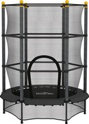 HOMCOM Trambulină Elastică pentru Copii 3-10 Ani cu Plasă de Siguranță și Țevi Capitonate, Ø140 x 190 cm, Negru | Aosom Romania