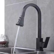 Baterie Bucătărie cu Duș Extractibil Negru Model OD/2040 – Stil Modern și Flexibilitate în Utilizare pentru Bucătăria Ta