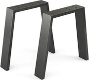 Set 2 picioare metalice pentru măsuță de cafea, design industrial, negru mat