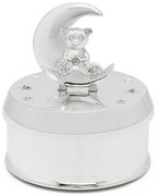 Cutie muzicală argintiu-lucios din metal ø 7x8 cm Bear and Moon – Zilverstad