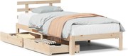 vidaXL Cadru de pat cu sertare, 90x200 cm, lemn masiv pin