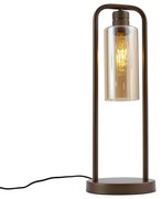 Lampă de masă Hotel Chic bronz închis cu sticlă ambră - Stavelot