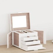 vidaXL Cutie de bijuterii cu 4 straturi cu oglindă încuiată albă