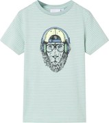 vidaXL Tricou pentru copii cu dungi, verde mentă, 128