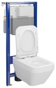 Set vas wc suspendat Crea Square CleanOn cu capac soft close si rezervor incastrat C31 Aqua 50 pneumatic