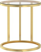 vidaXL Masă laterală, auriu și transparent,45 cm, sticlă securizată