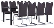 vidaXL Set mobilier de bucătărie, 9 piese, maro, piele ecologică