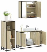 vidaXL Set mobilier de baie, 3 piese, stejar sonoma, lemn prelucrat