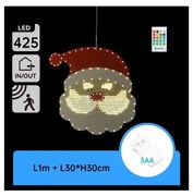 Aigostar - Decorațiune festivă LED Moș Crăciun, 425 LED, alimentare 3x AA, IP44, cu telecomandă, 30 cm
