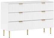 HOMCOM Comodă 6 sertare comodă cameră mobilier de depozitare modernă cu mânere și picioare aurii, 120 x 40 x 76,5 cm, alb | Aosom Romania