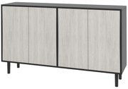 HOMCOM Bufet Modern cu 2 Dulapuri și Raft Reglabil, Mobilier Bucătărie cu 4 Uși și Picioare din Pin, 121x37x75 cm, Negru | Aosom Romania