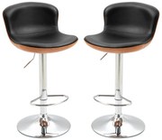 HOMCOM Set de 2 Taburet de Bar Design Contemporan Înălțime șezut reglabil 64-85 cm rotire 360° acoperire sintetică Negru Imitație Lemn | Aosom Romania