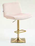 HR150KW Scaun Roz Pudra din Catifea cu Bază Aurie
