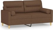 vidaXL Canapea cu 2 locuri cu pernuțe, maro, 140 cm, textil