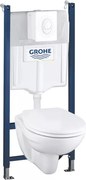 Set vas WC suspendat cu capac si rezervor incastrat Grohe Solido Compact 4 in 1 cu clapeta alba Skate Air preasamblat