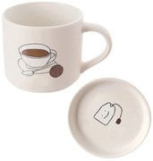 Cană cu capac albă din porțelan 450 ml – Orion