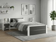 Pat de o persoana IKAROS DOUBLE 90 x 200 cm, antracit/alb Saltele: Cu saltele Deluxe 10 cm, Somiera pat: Cu lamele drepte