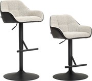 HOMCOM Set 2 Scaune de Bar cu Spătar, Tetiară și Brațe și Bază Antiderapantă, 52,5x53x86,5-108 cm, Gri Deschis | Aosom Romania