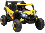 AIYAPLAY Mașină electrică copii UTV 12 V, buggy electric pentru copii cu telecomandă, 96 x 61 x 56 cm, galben | Aosom Romania
