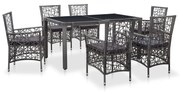 vidaXL Set mobilier de exterior, 7 piese, gri, poliratan