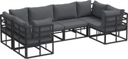 vidaXL Set de canapele pentru grădină cu pernă 6 pcs Negru Aluminiu