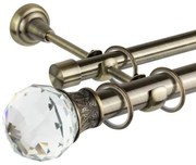 Galerie dubla bara simpla Cristal Odeon 25/19 &#8211; auriu antic - 300 cm