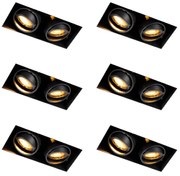 Set de 6 spoturi încastrate negre reglabile fără ramă cu 2 lumini - Oneon Honey