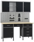 Banc de lucru cu patru panouri de perete si doua dulapuri