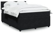 vidaXL Pat box spring cu saltea, negru, 140x190 cm, catifea
