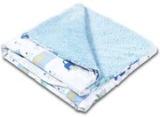 Paturica dubla pufoasa cu doua fete 100x78 cm Kidizi Fluffy Busy City