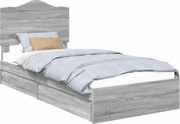 vidaXL Pat cu storage cu sertar Gri Sonoma 90 x 200 cm Lemn compozit