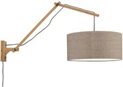 Aplica cu brat articulat din bambus si abajur din tesatura in, Andes natur/ in inchis