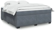 vidaXL Pat box spring cu saltea, gri închis, 180x200 cm, catifea