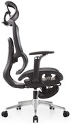 SYBERGO HUMAN PRO Scaun ergonomic, suport lombar, sezut translatie, cotiere 3D, suport picioare, Full Mesh, Negru