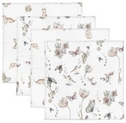 Set 4 Museline din bumbac si bambus, Scutec multifunctional Dreamland  Nature, 30 x 30 cm