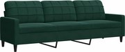 vidaXL Canapea cu 3 locuri, verde închis, 210 cm, catifea