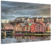 Tablou - Case lângă râu (70x50 cm)