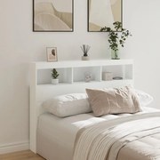 vidaXL Tăblie cu dulap și LED, alb, 140x17x102 cm