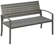 Outsunny Banca de grădină, în stil poliratan, cu cadru din oțel, pentru 2 persoane, gri, 122 x 60 x 85cm | Aosom Romania