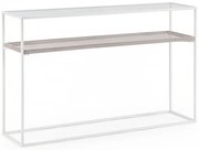 Consola alba din metal si sticla, 120x30x75 cm, Laurel Bizzotto