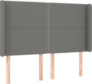 vidaXL Tăblie de pat cu aripioare gri închis 147x16x118/128 cm textil