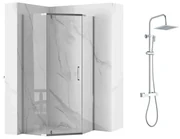 Pachet cabina de dus Rea Axin crom 90x90 si coloana de dus Invena Svart crom