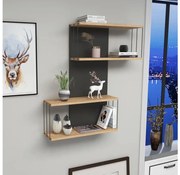 Raft de perete DESTAN 96 x 65 cm, antracit/maro