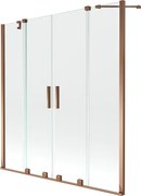 Mexen Velar Duo paravan pentru cadă cu 2 aripi glisante 160 x 150 cm, transparent, aur roz - 896-160-000-02-60