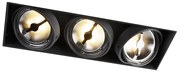 Spot integrat negru AR111 fara rama 3 lumini - Oneon