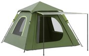 Outsunny Cort de Camping pentru 2-3 persoane cu Verandă, Ferestre și Ușă cu Fermoar, 210x210x150 cm, Verde | Aosom Romania
